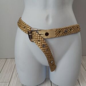 Vintage Sand Castle Leather Studded Jeweled Y2K Belt